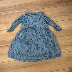 Tea Collection Girls Denim Blue Dress with Flowers - Size 10